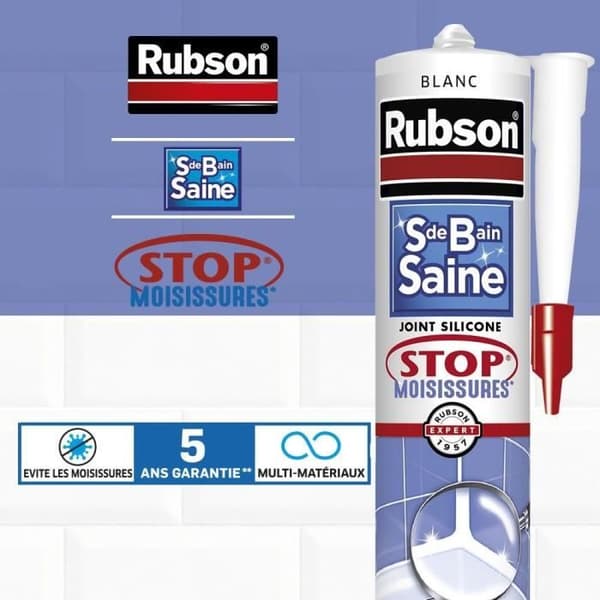 Sanitetsfogmassa - RUBSON - 2690812 - Hälsosamt badrum - Stoppa mögel - Vit - 280ml