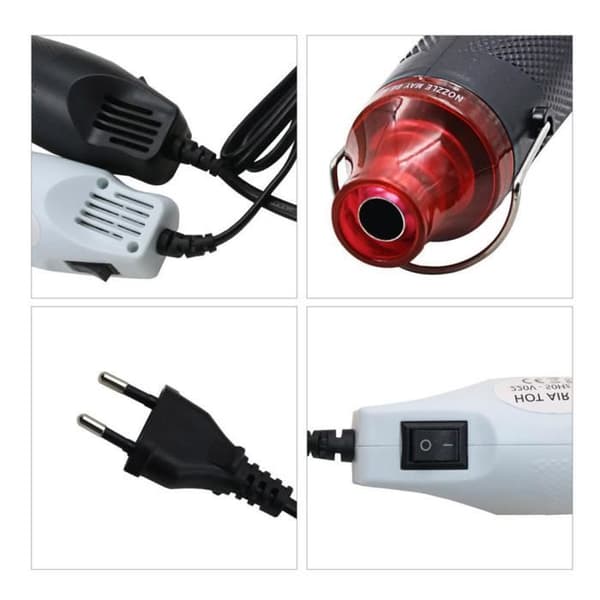 Värmepistol, 300W elektrisk varmluftspistol Temperaturkrymp FIMO-stämpel Seal-vit