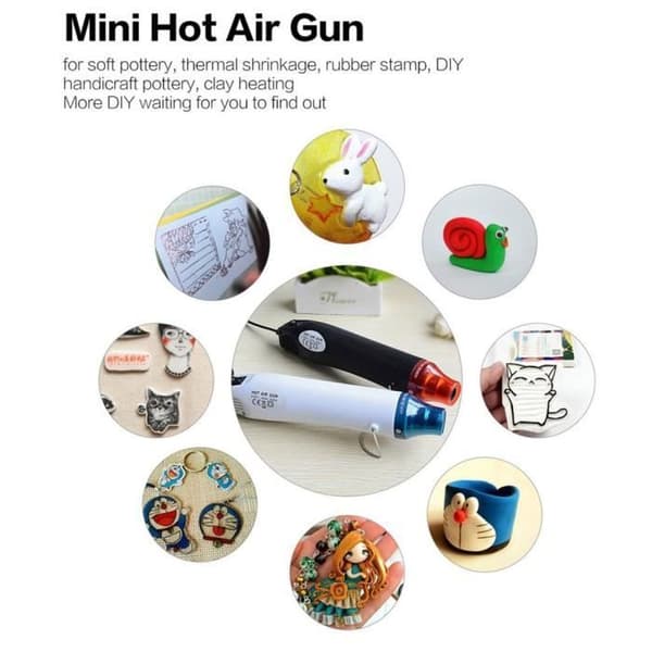 Värmepistol, 300W elektrisk varmluftspistol Temperaturkrymp FIMO-stämpel Seal-vit