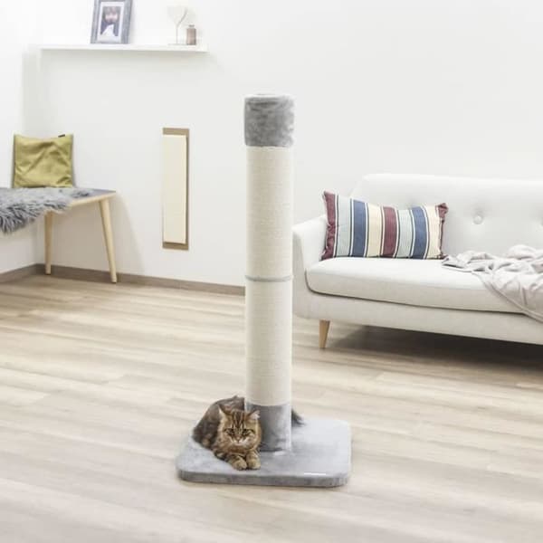 Kerbl Opal Jute Cat Scratcher 119cm - Grå - Kraftig juteklädd trästolpe - Lätt att montera