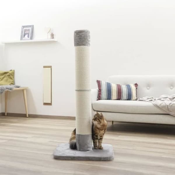 Kerbl Opal Jute Cat Scratcher 119cm - Grå - Kraftig juteklädd trästolpe - Lätt att montera