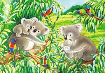 Ravensburger puslespil Søde koalaer og pandaer - To puslespil - 24 brikker - børnepuslespil
