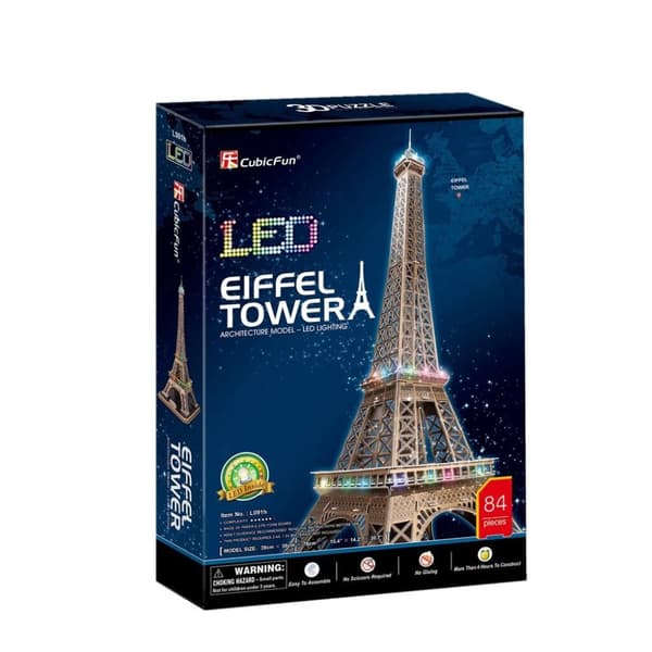 Cubic Fun 3D LED-puslespil Eiffeltårnet 84 stykker