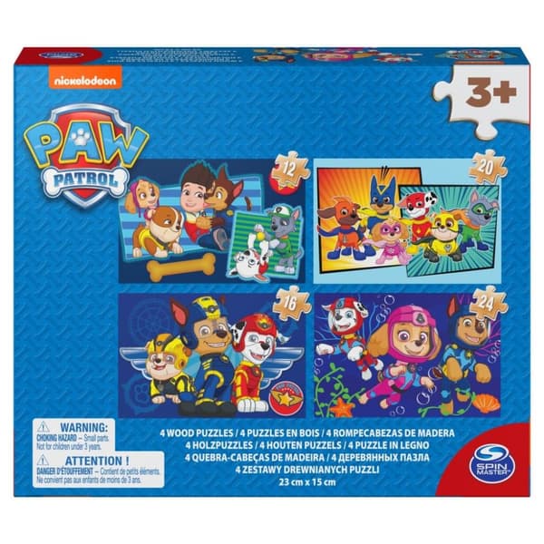 Paw Patrol skoæske 4 træpuslespil 12-16-20-24 brikker
