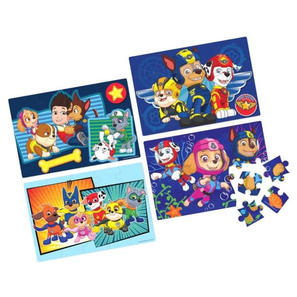 Paw Patrol skoæske 4 træpuslespil 12-16-20-24 brikker