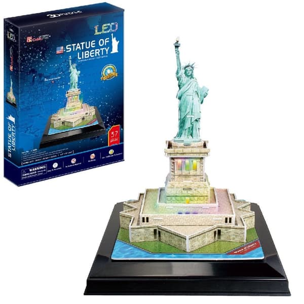 Cubic Fun 3D-puslespil Frihedsgudinden + LED-belysning 37 brikker