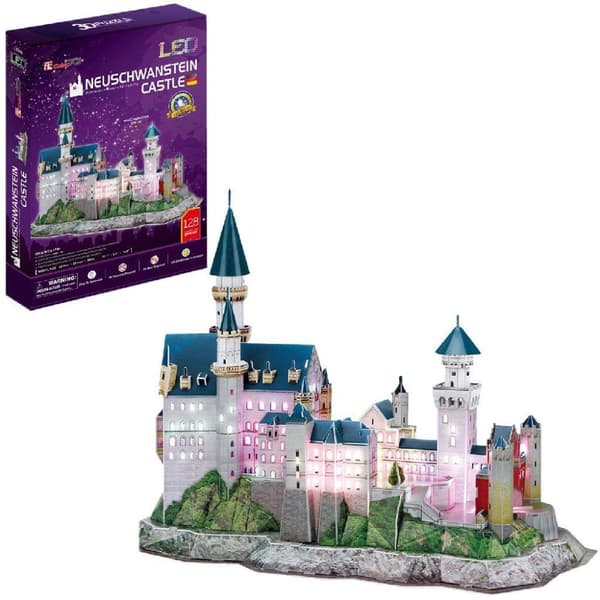 Cubic Fun 3D-pussel Neuschwanstein Castle + LED-belysning 128 bitar