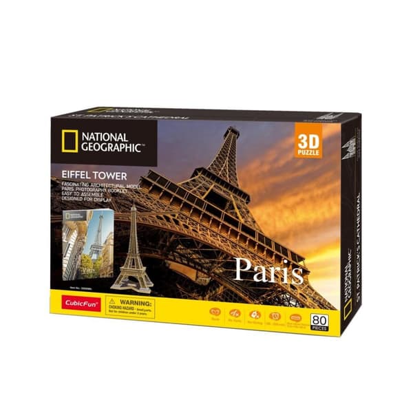 Cubic Fun National Geographic 3D-puslespil Eiffeltårnet 80 brikker