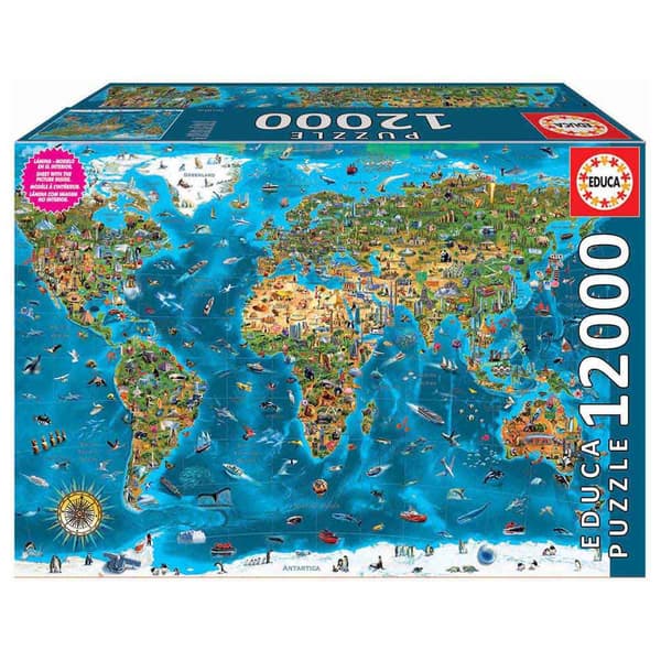 Educa Borras 12000 Maravillas Del Mundo Maravillas Del Mundo Träpussel Blå