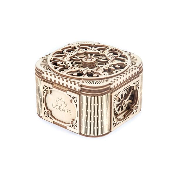 Ugears Treasure Box Puinen Mekaaninen Malli Kultainen