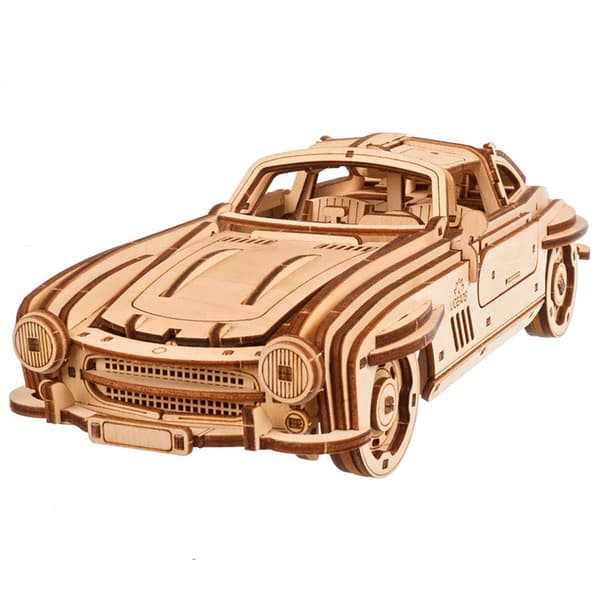 Ugears Bevinget Sports Coupe. Mekanisk Træmodel Gylden