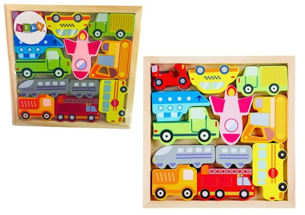Wooden Puzzle Means of Transport to Match Taxi Bus
