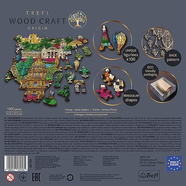 TREFL wooden puzzle Famous places in France 1000 pcs