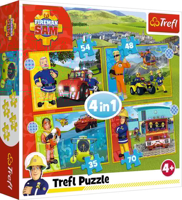 Puzzle - "4 in 1" - Brave Fireman Sam Trefl 34387