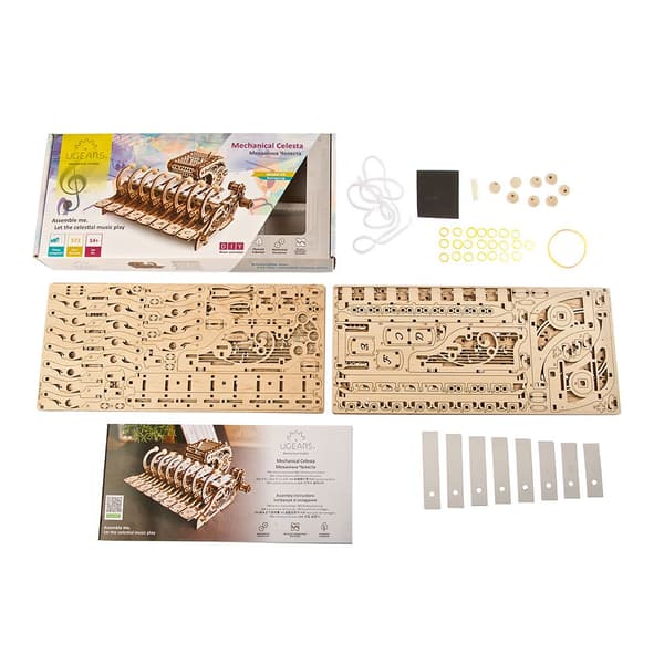 Ugears Mekanisk Celesta Træ Mekanisk Model Gylden