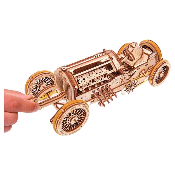 Ugears Grand Prix Bil Træ Mekanisk Model U-9 Gylden