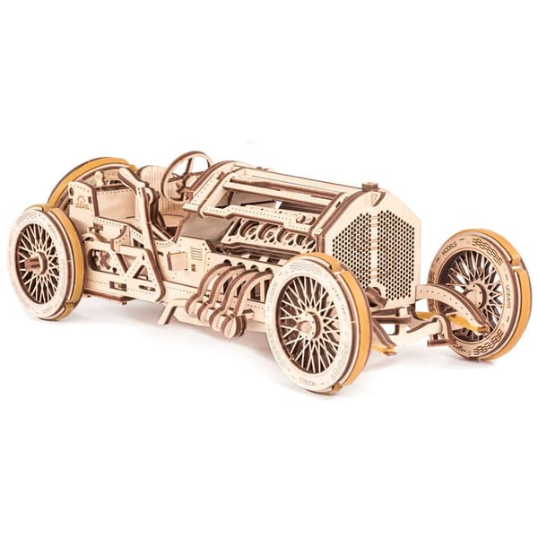Ugears Grand Prix Bil Træ Mekanisk Model U-9 Gylden