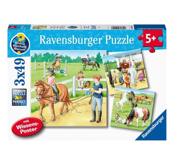 Ravensburger puslespill 3x49 stk Hester