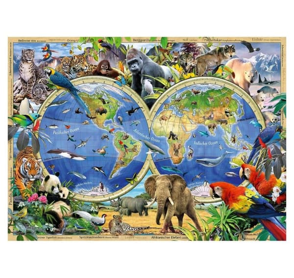 Ravensburger puslespill 100 brikker Verdensdyr