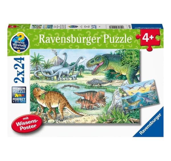 Ravensburger puslespil 2x24 stk Dinosaurer