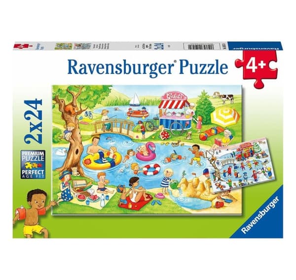 Ravensburger puslespill 2x24 brikker Svømming i innsjøen