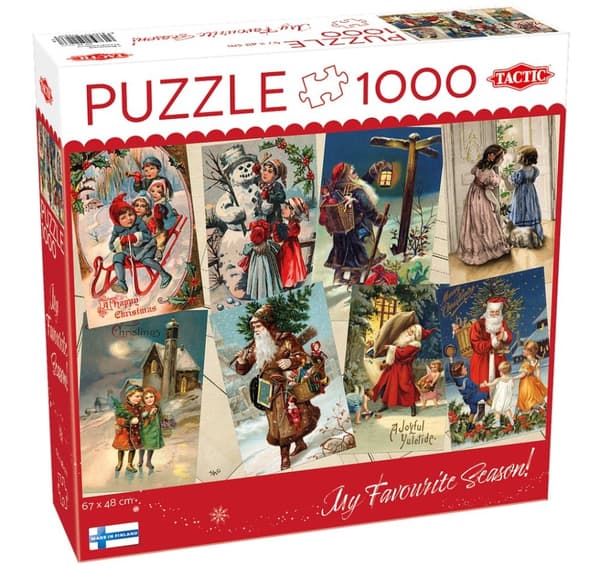 Taktinen palapeli 1000 kpl Retro tyyliset joulukortit