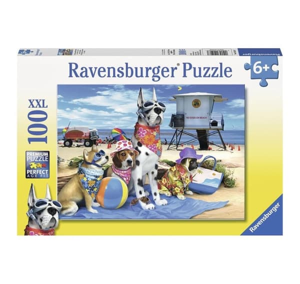Ravensburger puslespill 100 stk Hunder på stranden