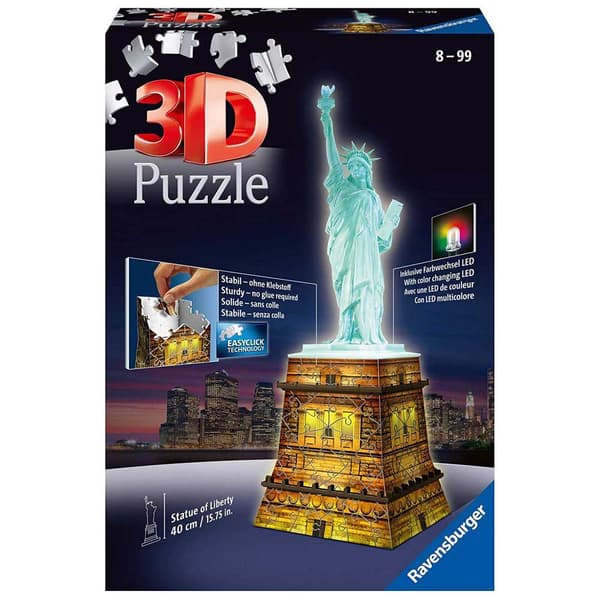 Ravensburger Liberty Statue Night Edition Gåde 3d Gylden