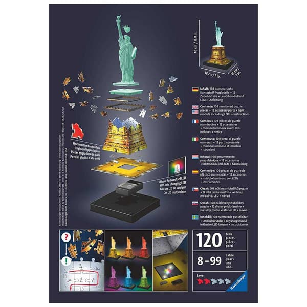 Ravensburger Liberty Statue Night Edition Gåde 3d Gylden
