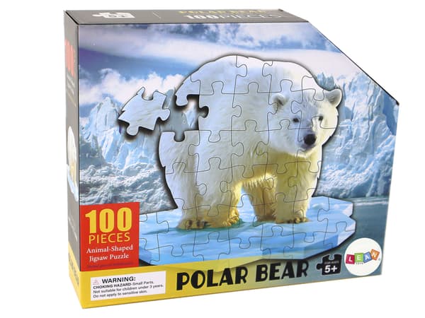 Puslespil 100 brikker isbjørne-tema