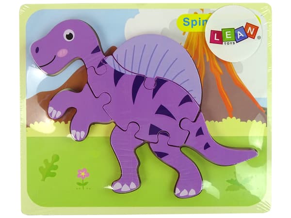 Træpuslespil Dinosaur Corythosaurus Pink Spinosaurus Lilla