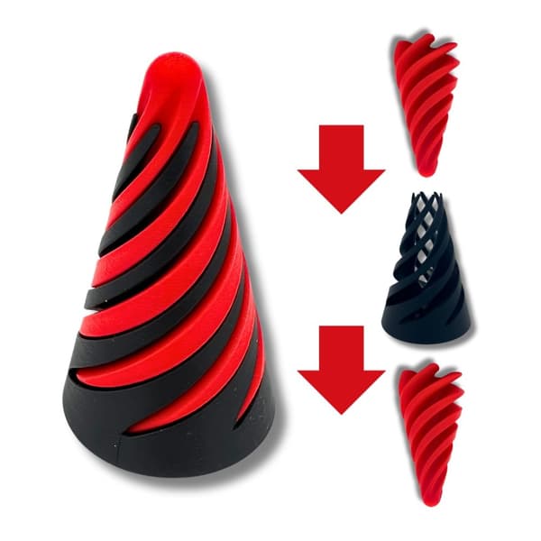 Impossible pass through spiral cone 3D Printed