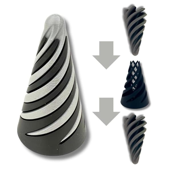 Impossible pass through spiral cone 3D Printed
