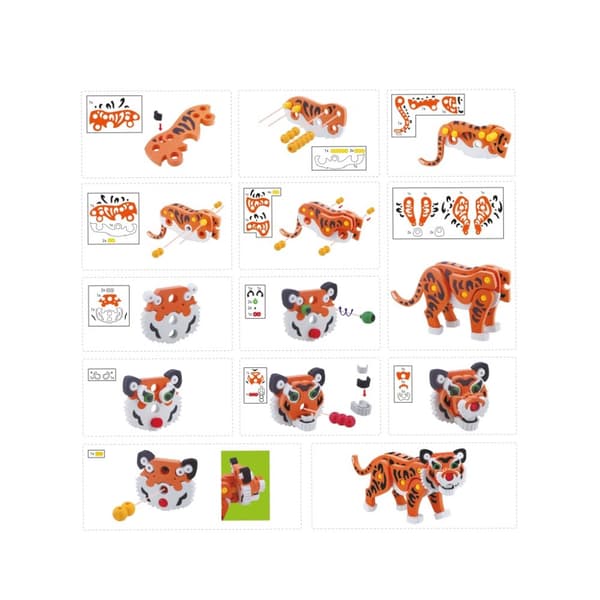 Toi-legetøj 3D Puslespil Tiger Junior 31,5 cm Skum Orange 121 dele