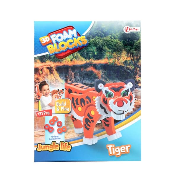 Toi-legetøj 3D Puslespil Tiger Junior 31,5 cm Skum Orange 121 dele