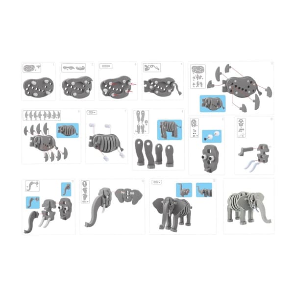 Toi-toys 3D Pussel Elephant Junior 31,5 Cm Foam Grey 75-bitar