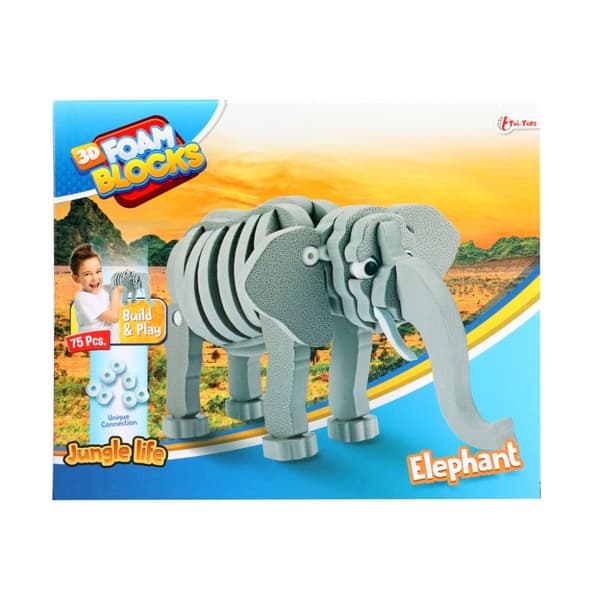 Toi-toys 3D Pussel Elephant Junior 31,5 Cm Foam Grey 75-bitar