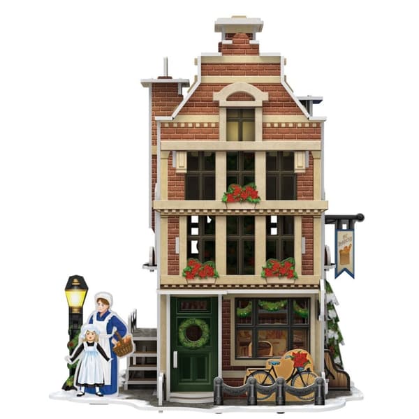 Cubic Fun 3D-puslespil Hollandsk hus vinterbageri + lys 65 stykker