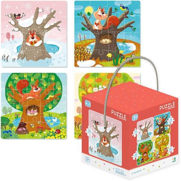 PUZZLE 4in1 NELJÄ VAUTAA Söpö oravapulma LASTEN