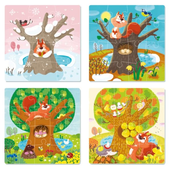 PUZZLE 4in1 NELJÄ VAUTAA Söpö oravapulma LASTEN