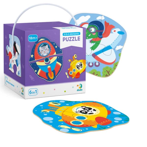 PUZZLE "TRANSPORT" Seks PUZZLER 2-3-4 BRIKKER UDDANNELSESsjov