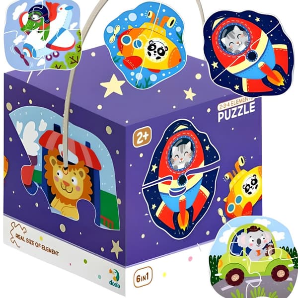 PUZZLE "TRANSPORT" Seks PUZZLER 2-3-4 BRIKKER UDDANNELSESsjov