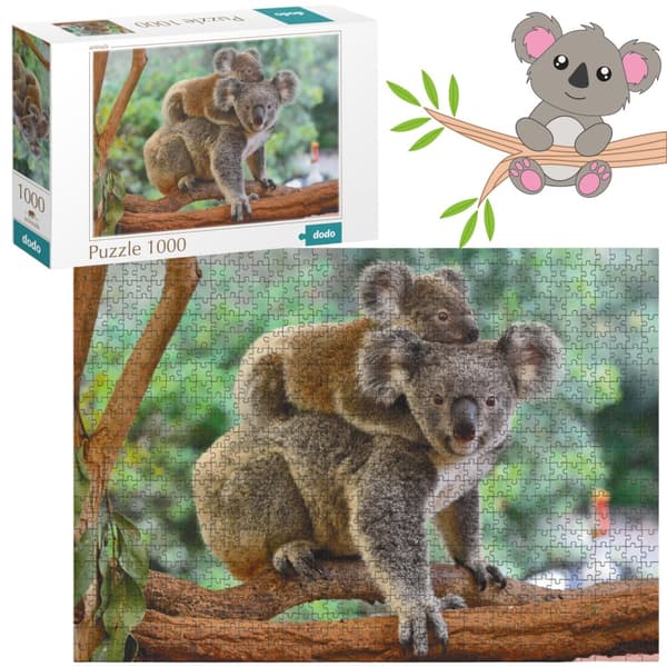 PUSSEL LITEN KOALA OCH MAMMA 1000 BILAR FÖR ATT MONTERA EN SÖT BILD