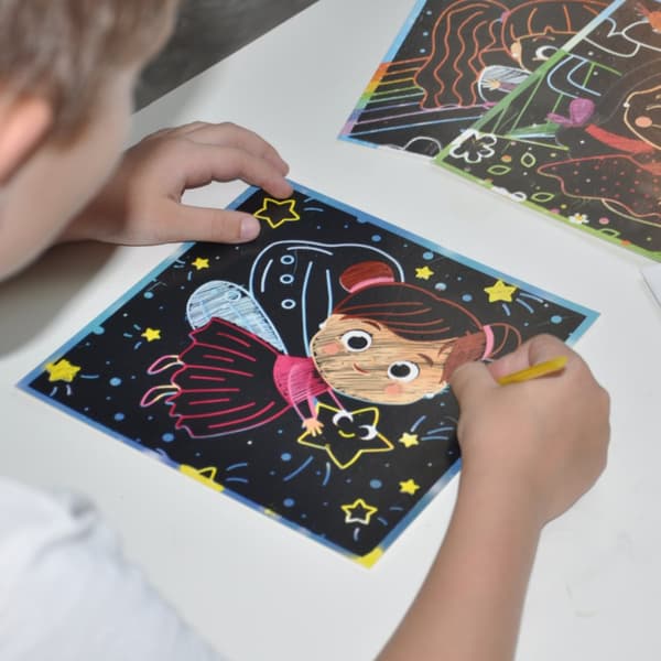 KONSTNÄRLIG SCRATCH ART "FAIRIES" SCRATCH-MÅLNING FÖR DE yngsta