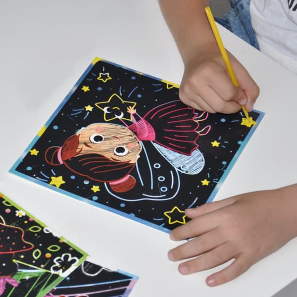 KONSTNÄRLIG SCRATCH ART "FAIRIES" SCRATCH-MÅLNING FÖR DE yngsta