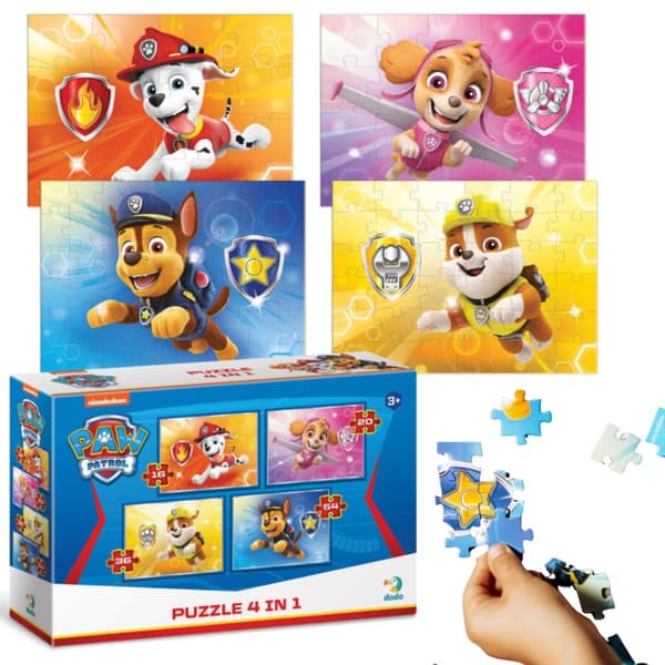 PUZZLE 4-i-1 PAW PATROL FIRE PUZZLER I ÉN PAKKE TIL BØRN