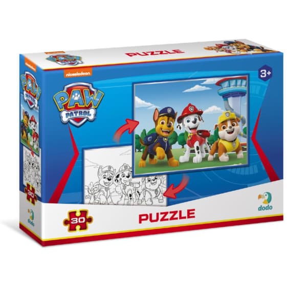 PAW PATROL PUZZLE 2-i-1 PÅDE- OG FARLEVÆRDIG BOG I ÉN TIL DE YNGSTE