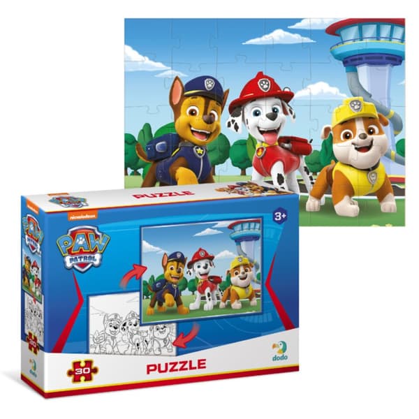 PAW PATROL PUZZLE 2-i-1 PÅDE- OG FARLEVÆRDIG BOG I ÉN TIL DE YNGSTE
