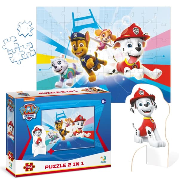 "PAW PATROL" PUSLELE MED EN FIGUR, 60 BRIKKER, FARVERIGT PUSSEL TIL BØRN