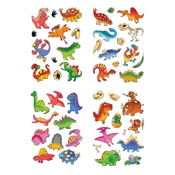 VÄLIAIKAINEN TATUOINTISETTI "DINOSAURUKSIA" 4 LAKKAA VÄRILISILLÄ TATUoINNIN